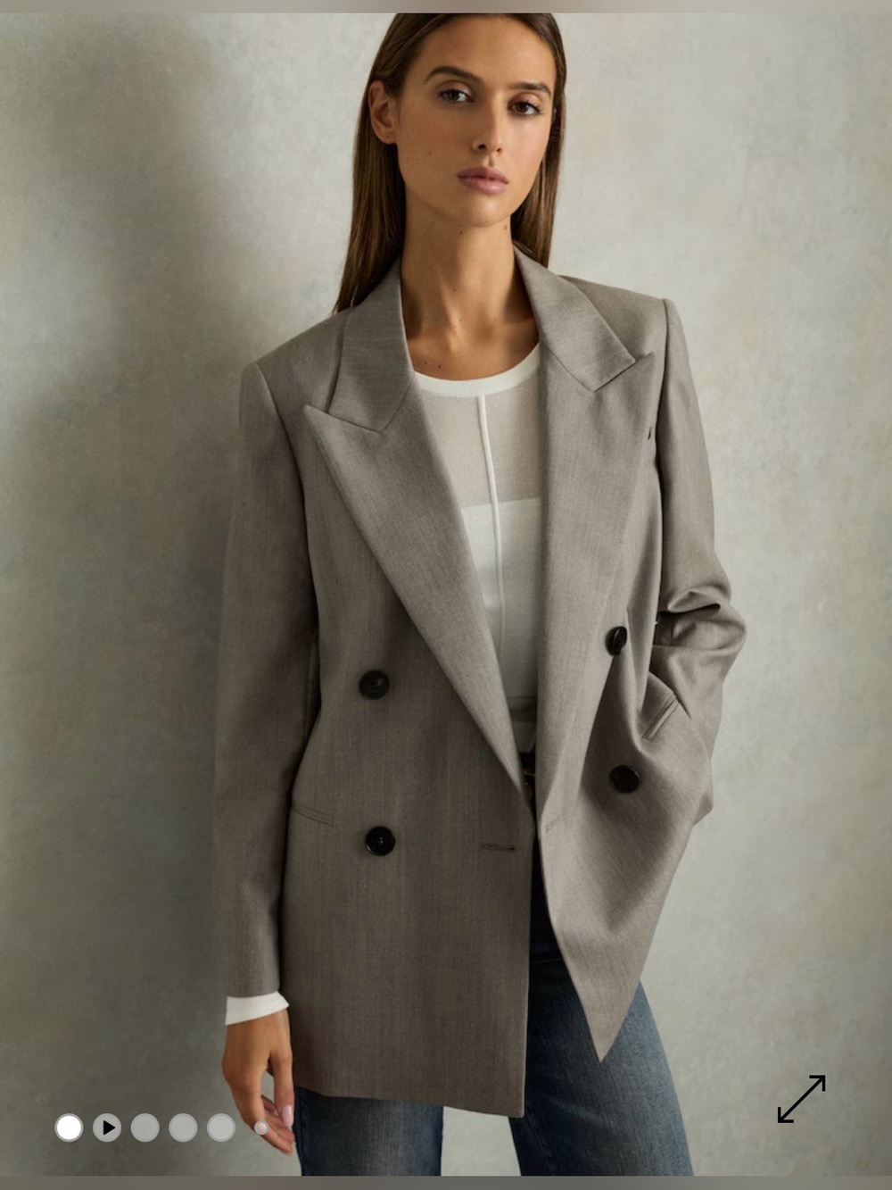 Reiss Taupe Double-Breasted Blazer Jacket